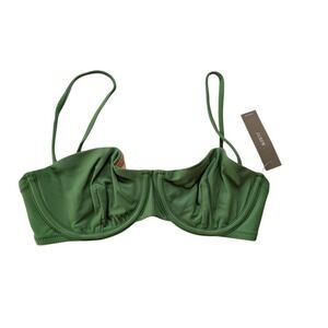 J.Crew Balconette Underwire Bikini Top Olive Green Swim Ruched Sze 32C NWT BX612